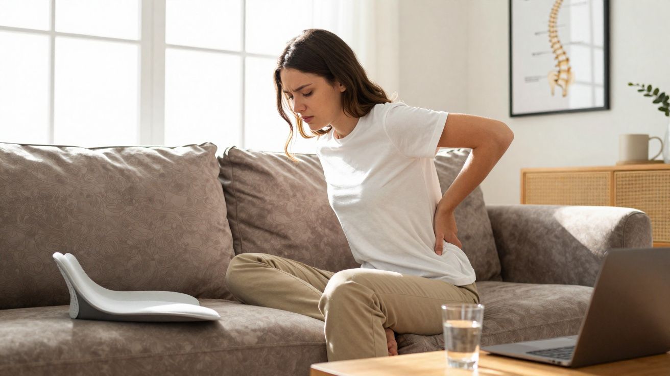 Ficar muito tempo sentado em sofás macios pode causar tensão na zona lombar.