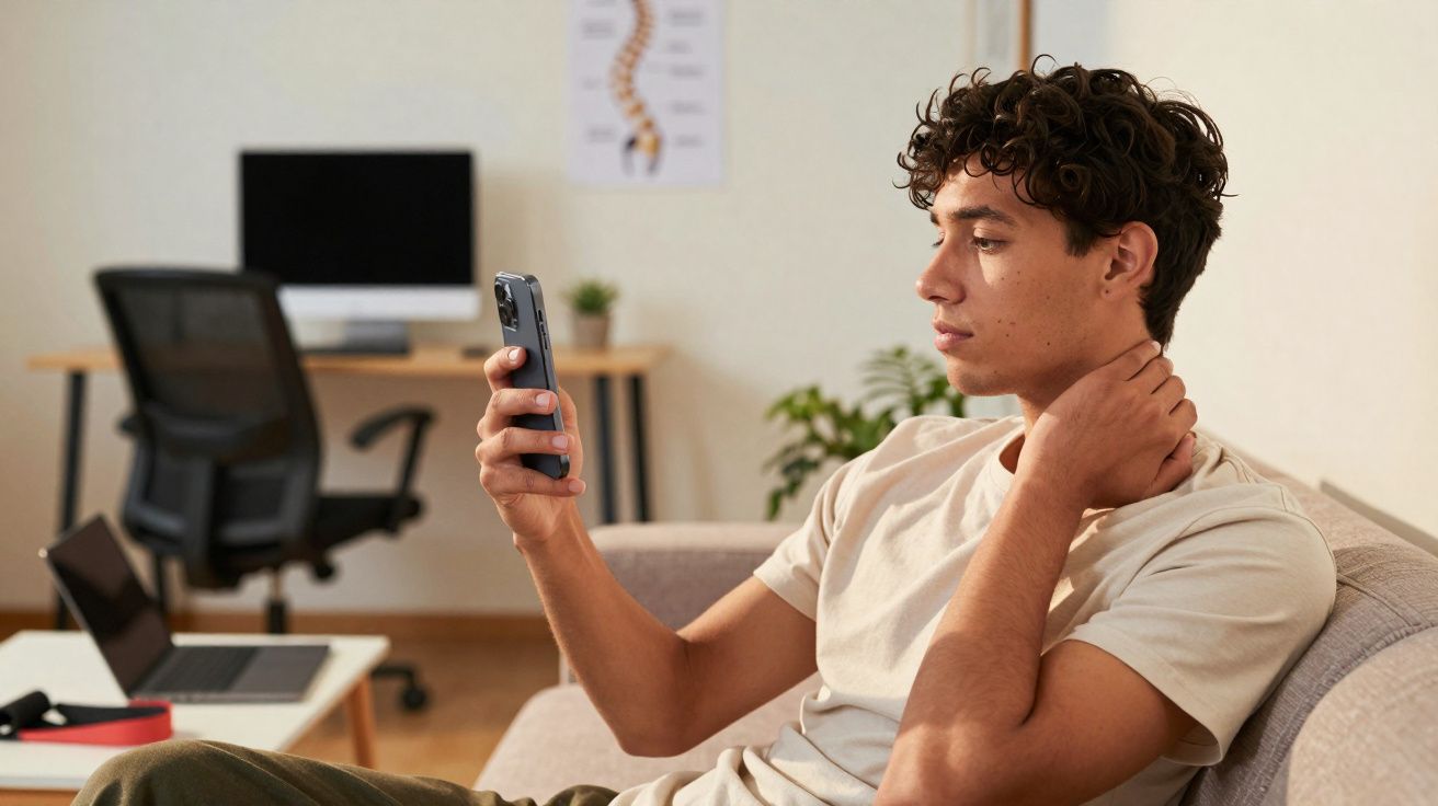 Esta má postura ao mexer no telemóvel causa mais dores de pescoço do que trabalhar à secretária.