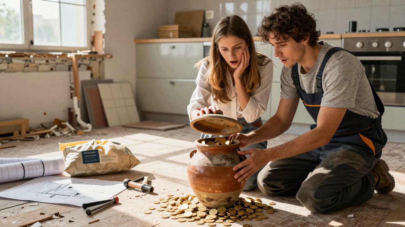 Casal surpreendido ao encontrar moedas dentro de um jarro antigo enquanto faz obras em casa.